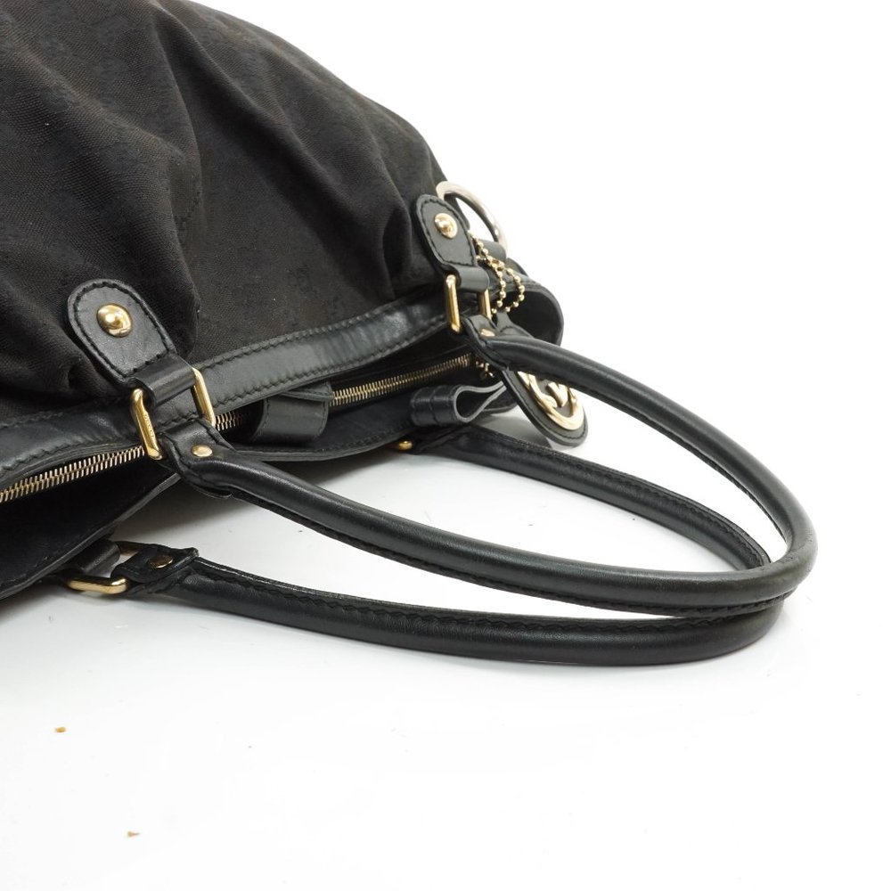 Auth Gucci Gg Tote Bag Black Canvas #16019G13 - Picture 5 of 13